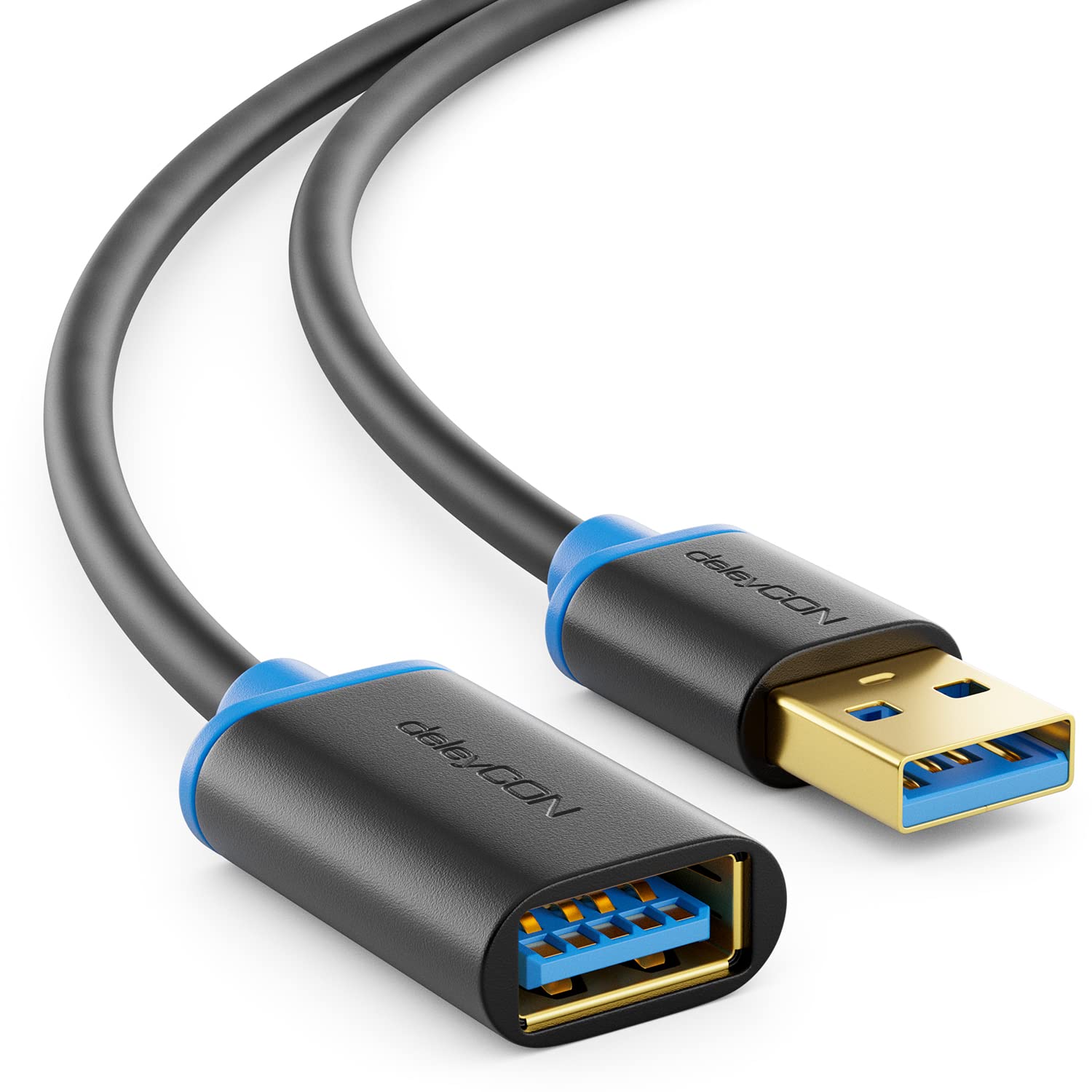 USB 3.0 Extension Cable A/A - Black and Blue 2m