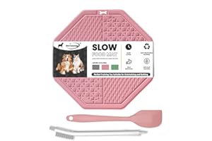 ENRUNNIG Lick Mat for Dogs and Cats Slow Feeder mats Non-Slip Design with Suction Cups, Premium Lick Pads for Boredom Anxiety Relief,Enrichment Treat mats for Bathing Grooming, Suitable for Paste Food（Pink）