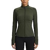 Waitfairy Zip Up Jackets for Women Yoga Gym Top Running Workout Jackets for Woman Track Jacket Women with Thumb Holes