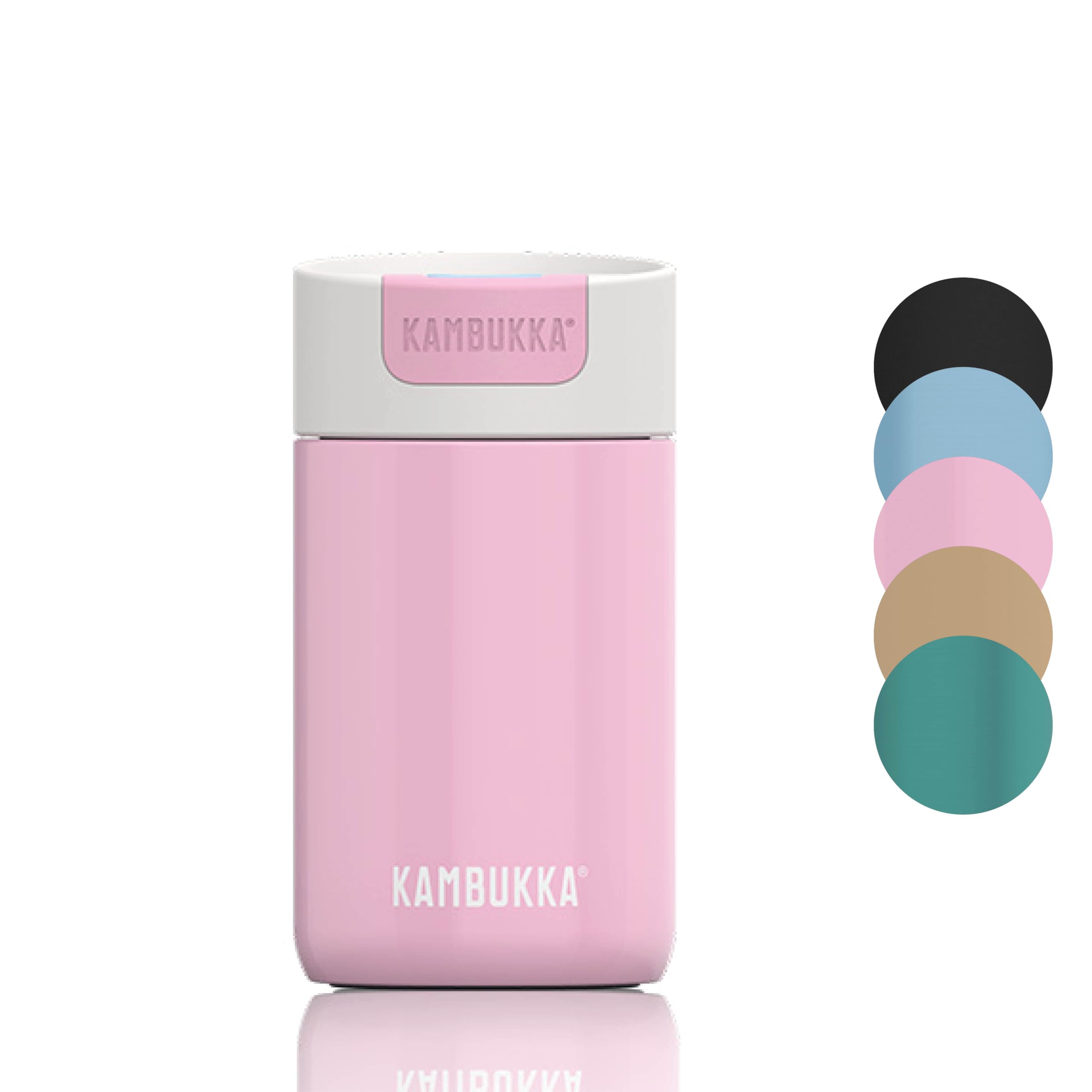 Kambukka Olympus 300ml / 10oz Stainless Steel Travel Mug, Thermal Insulated Coffee Mug for Hot and Cold Beverages, Leak-Proof with Non-Slip Base and Snapclean Technology - Pink Kiss