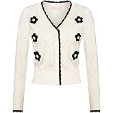 Belle Poque Long Sleeve Cardigan Sweater for Women Button Down V Neck Floar Cardigan Cropped Cardigan Shrugs