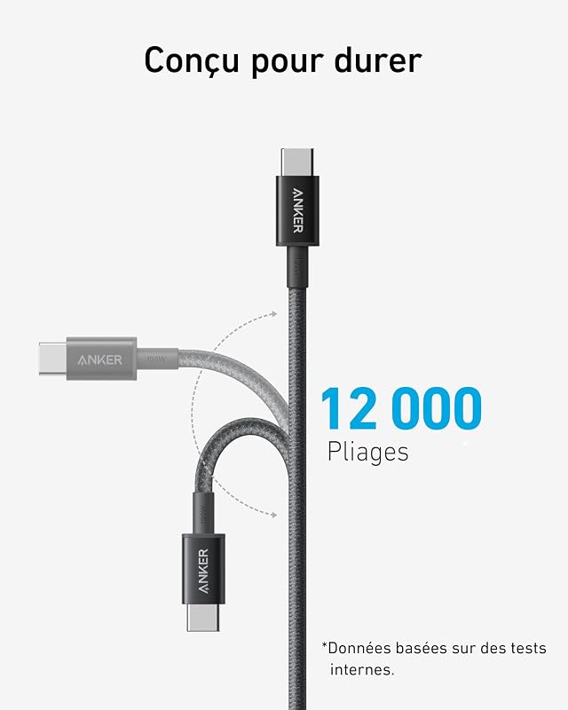 333 Câbles Rapides USB C vers USB C 100W (1,8 m)