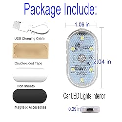 FICBOX 3Pcs Car LED Lights Interior,7 Colors LED