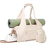 FULONEEI Gym Bag for Women, Yoga Mat Bag with Shoe Compartment and Wet Pocket, Sport Yoga Gym Bag with Yoga Strap, Carryall Yoga Tote Bag