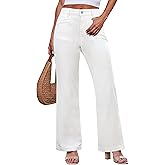 luvamia Wide Leg Jeans for Women Trendy High Waisted Welt Pockets Stretchy Denim Jeans Work Casual Trousers Pants