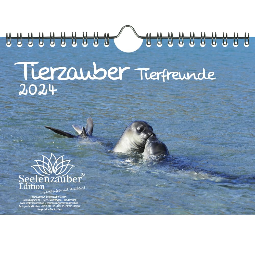 Tierzauber Animal Friends DIN A5 Wall Calendar for 2024 Various Animals and Their Friendships Seelenzauber
