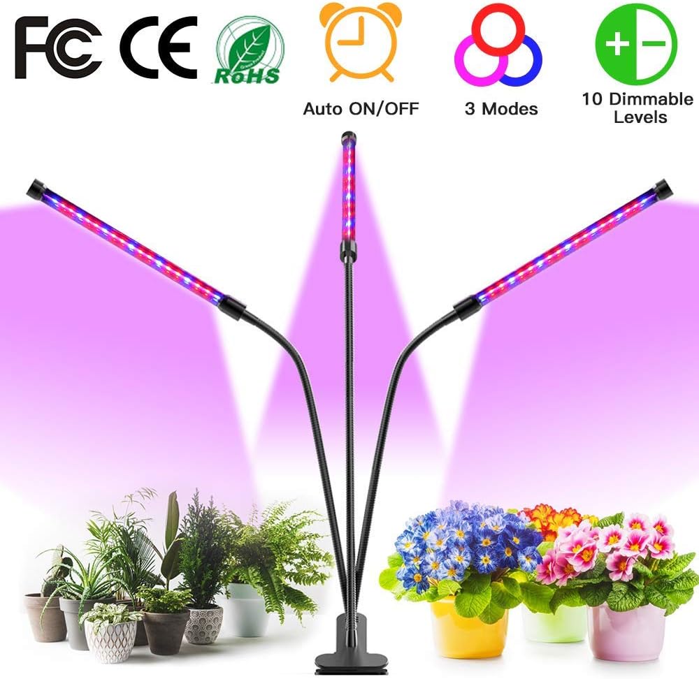 Lightswim Plant Grow Light with 7pcs Gardening Tool Sets,LED Grow Light for Indoor Plants, 69 LED Bulbs Auto ON &Off Everyday with Red & Blue Spectrum,4/8/12H Timer