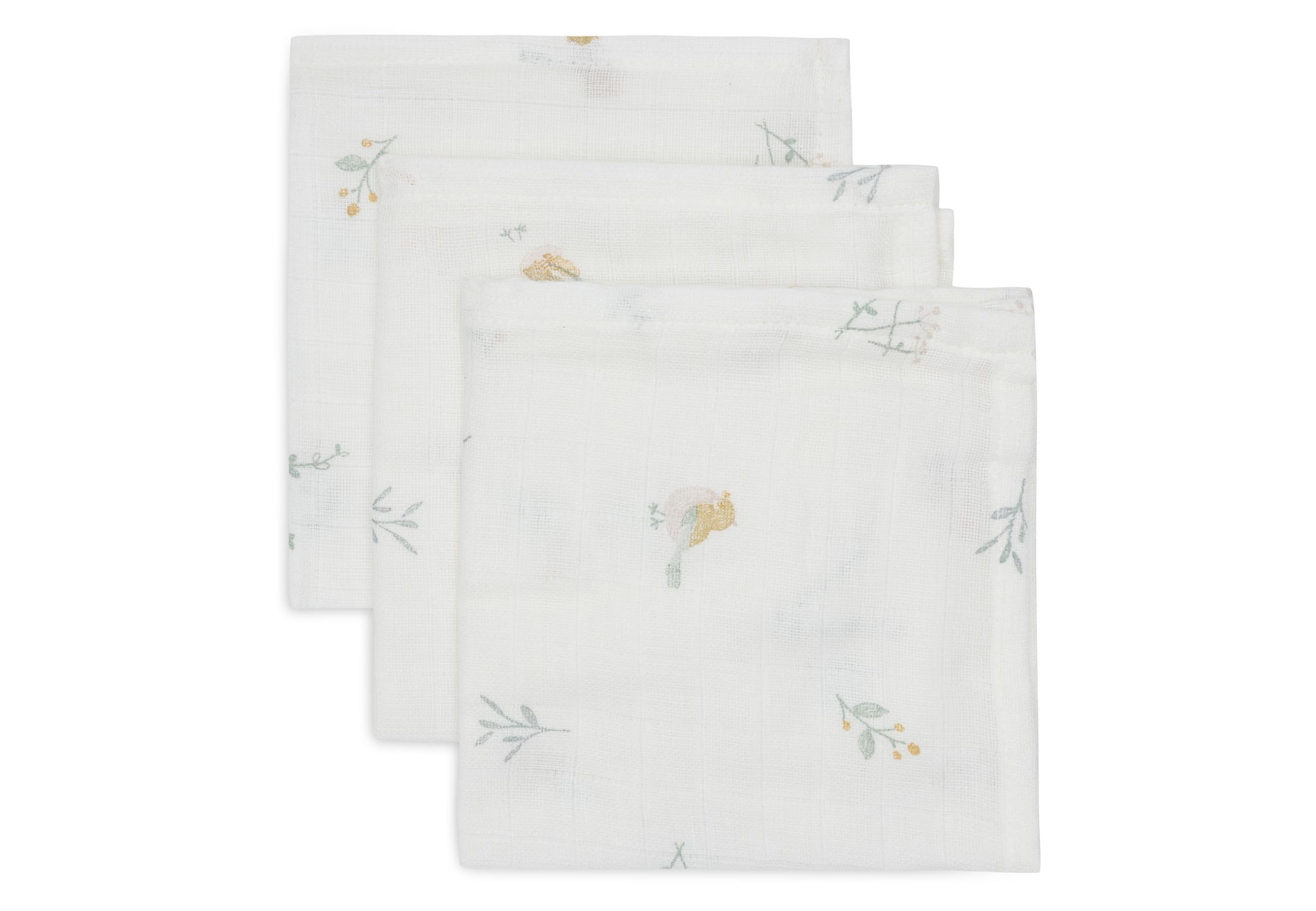Jollein Baby Burp Cloths - Lovely Birds - Pack of 3-31 x 31 cm - 100% Cotton - Muslin Cloths Baby - Oeko-Tex Certified