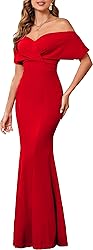 Elegant Cocktail Dresses for Women Off Shoulder Red
