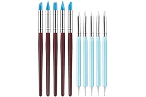 10 PCS Silicone Clay Sculpting Tool,Modeling Dotting Tool& Pottery Craft,Silicone Color Shaper Brushes Pen for Polymer Clay P