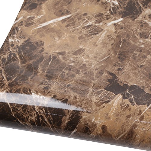 Wallstickery Marble Paper for Counter Top Brown Yellow Gray Granite Stone Look Gloss Self Adhesive Peel Stick Sticky Wall Stickers Removable Contact on Furniture Kitchen Cabinets