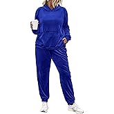 IN'VOLAND Plus Size Sweatsuits Set for Women 2 Piece Velour Tracksuit Fall Outfit Pullover Hoodie and Sweatpants with Pockets