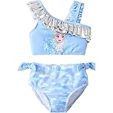 Disney Elsa Princess Toddler Girls Two Piece Tankini Top and Bow Tie Bikini Bottom Beach Swimwear Set