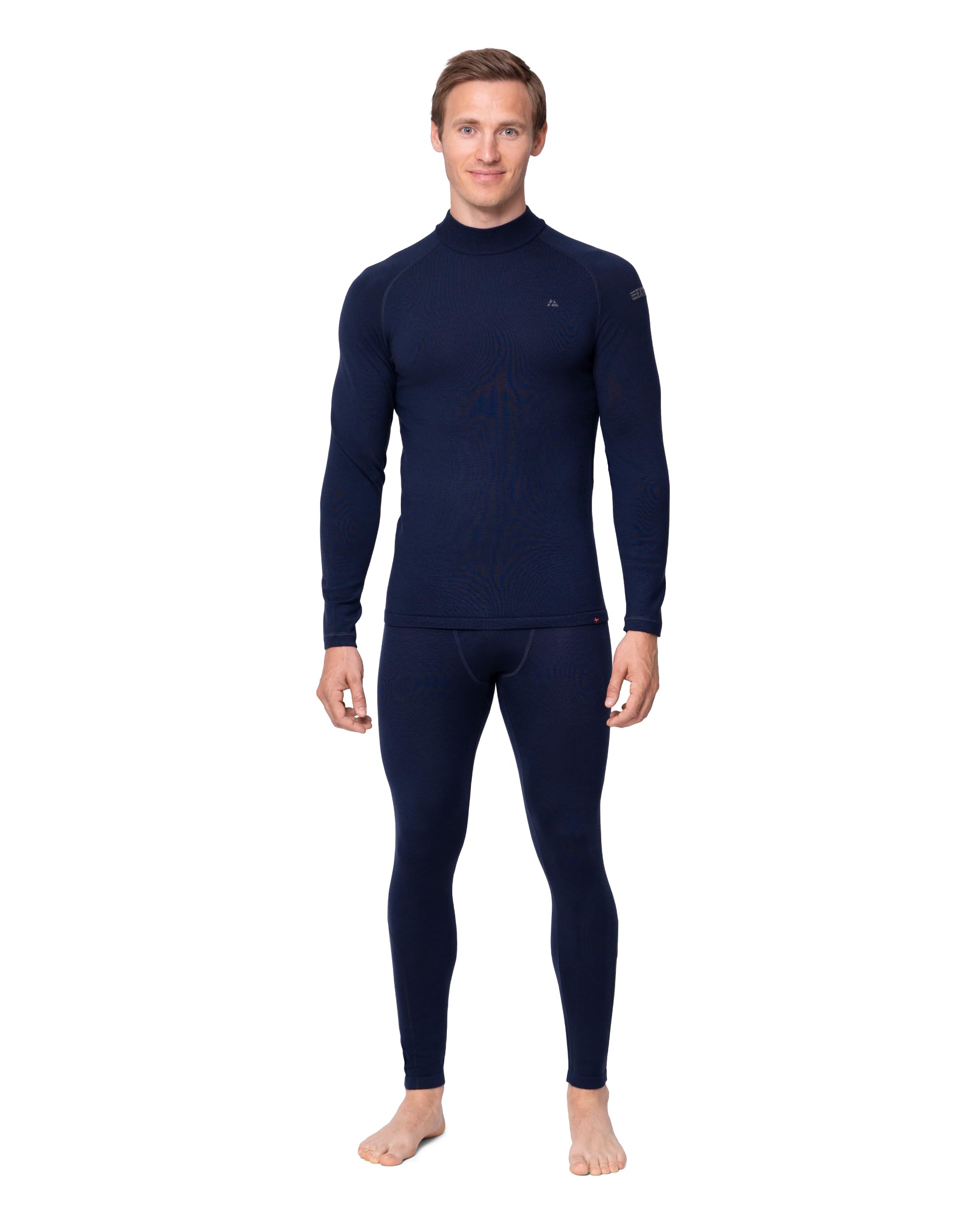 Photo 1 of DANISH ENDURANCE Men's Merino Thermal Underwear Set for Extreme Cold, Long Johns, Long Sleeve, Mock Neck Winter Thermals, Dark Navy, Small