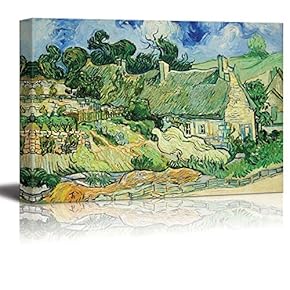 Thatched Cottages at Cordeville by Vincent Van Gogh...