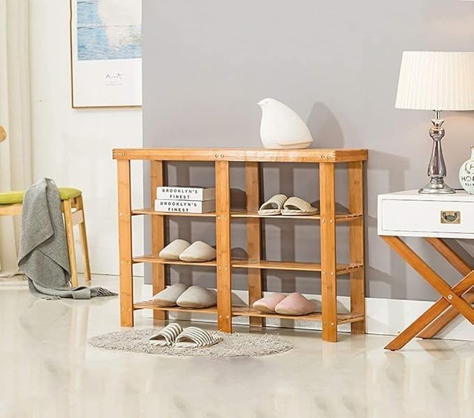 Shoe rack Zapatero Bastidores de Zapato de Bambú Natural Repuesto