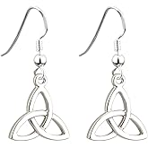 Biddy Murphy, Irish Trinity Knot Earrings for Women, Silver Rhodium Plated, Simple Elegant Celtic Dangle Jewelry from Ireland