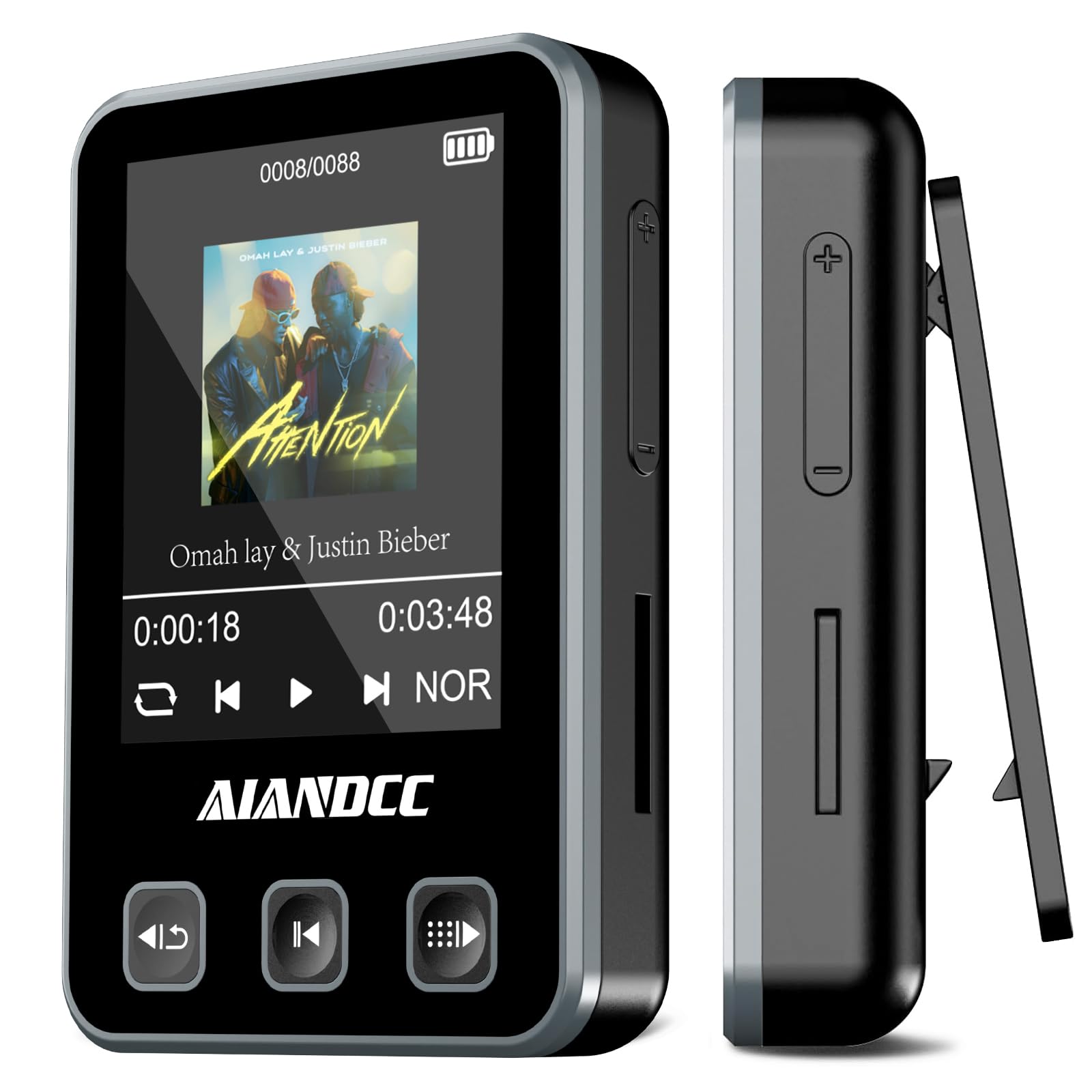 Photo 1 of Mp3 Player with Bluetooth 5.3, HiFi Music Player with Sports Clip and Armband, 1.77-inch TFT Color Screen, 32GB mp3 Player for Kids Adults, Earphones Included, TF Card can be Inserted, Nero