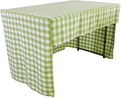 Amazon La Linen オープンバック フィット チェック柄 教室用テーブルクロス 72 X 30 X 30インチ アップルグリーン ホワイト テーブルクロス オンライン通販