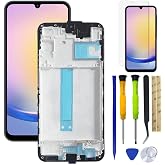 HQB-STAR Galaxy A25 LCD Screen Replacement LCD Display Touch Digitizer Assembly for Samsung Galaxy A25 5G SM-A256B,SM-A256E,SM-A256U LCD Display with Frame(lncell Screen) +Tools