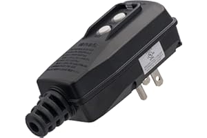 ELEGRP G1215PM G20PMSR Patented Auto-Monitoring GFCI Replacement Plug Assembly, Manual Reset 15 Amp Grounded 3 Wires 3-Prongs for Power Tools, Lawn Equipment etc, UL Listed, 1 Pack, Black