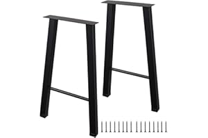 ALLCOS 22 Inch Metal Coffee Table Legs Bench Legs Heavy Duty Table Legs DIY Project for Coffee Table, Workbench, Black, Set of 2