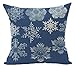 Andreannie Beautiful Beige Ivory Shadow Various Snowflakes Blue Background Merry New Home Room Decorative Cotton Linen Throw Pillow Case Cushion Cover Square 18 X 18 Inches
