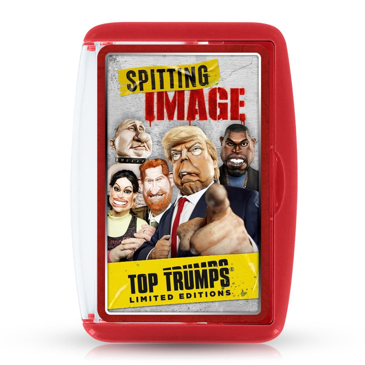 Top Trumps Spitting Image Limited Editions Card Game, play with 30 characters from the bawdy BritBox series including Boris Johnson, Meghan Markle and James Corden, for adults aged 18 plus