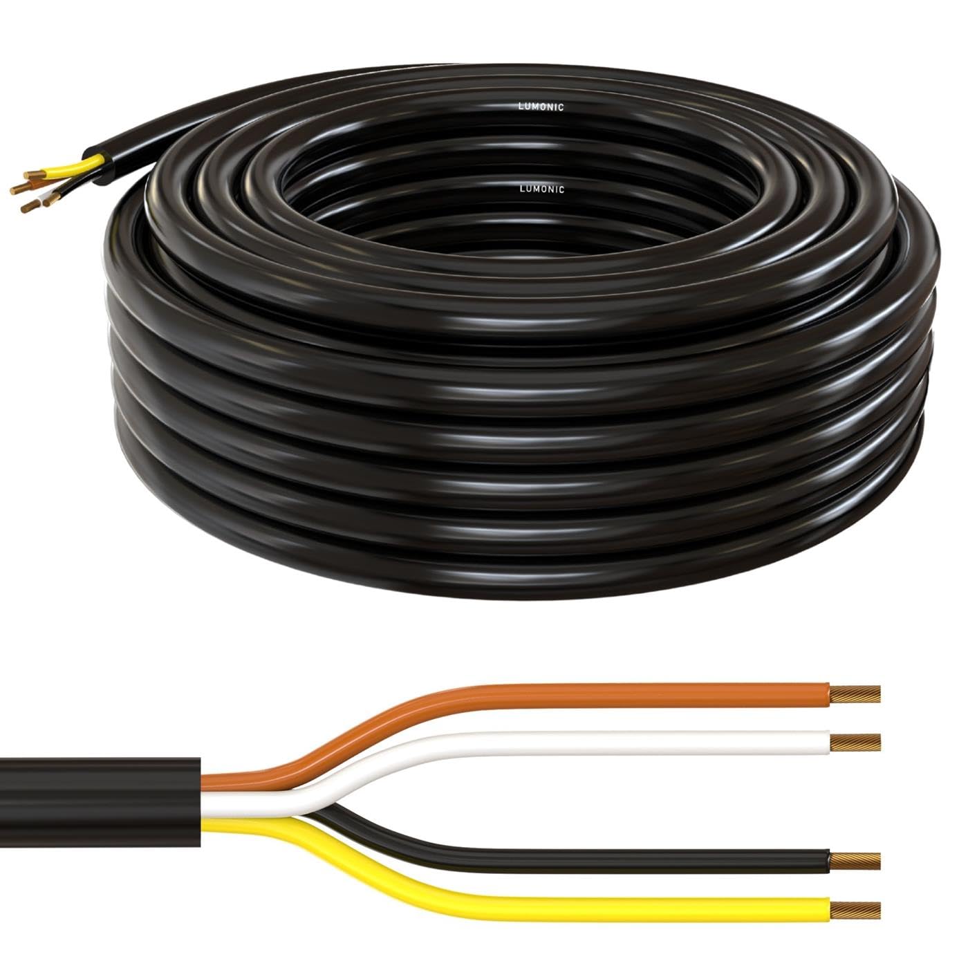 10 m Lumonic 1 m FLRYY 4-Core Vehicle Cable I Vehicle Cable with Cable Section 4 x 1.5 mm² I Trailer Cable 4-Pole Multi-Core Trailer Cable