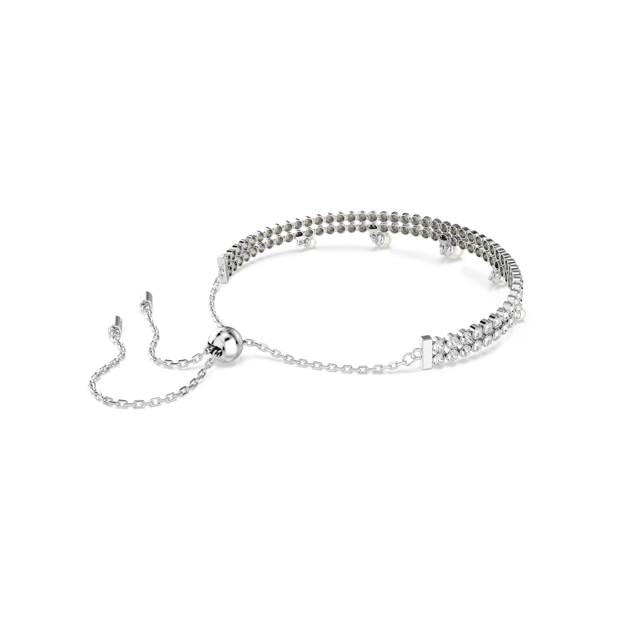 Swarovski Ariana Grande x Crystal and Pearl Soft Bracelet in Rhodium Finish - Part of the Ariana Grande x Capsule Collection