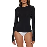 BECCA Women's Burst of Energy Rash Guard Top, Crew Neck, Beach Cover Ups