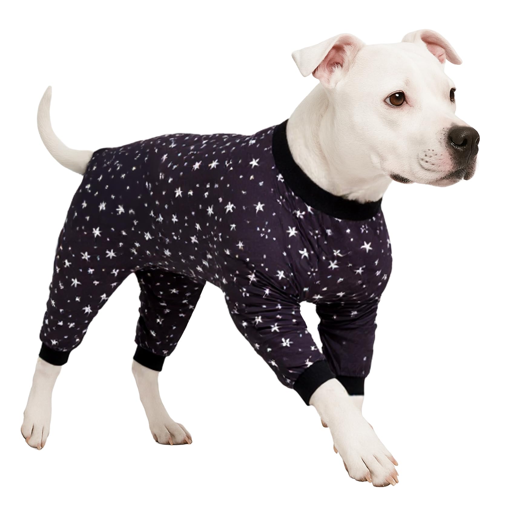 Photo 1 of LovinPet Lovinpet Dog Clothes for Pitbull - Lucky Stars Cozy Dog Clothes, Slim fit, Pitbull Onesie, Lightweight Pullover Pajamas, Pet Pajamas for Dogs, Pitbull Clothes, Black 2XL