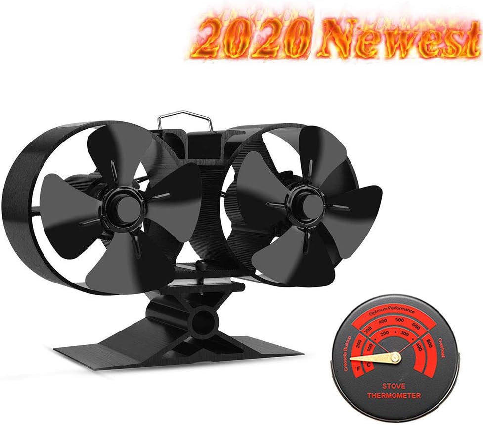 CRSURE 2020 Newest Upgrade Wood Stove Fan, Mini 8Blade DoubleMotor