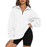 Trendy Queen Women's Oversized Half Zip Fleece Sweatshirts-Cozy Pullover, Drop Shoulder for Fall Winter