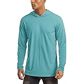 MAGCOMSEN Men's Hooded UPF 50+ Sun Protection T Shirts Long Sleeve Athletic Fishing Shirts Rash Guards