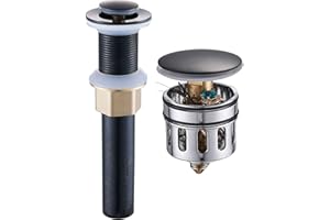 REGALMIX Oil Rubbed Bronze Pop UP Drain, Bathroom Vessel Lavatory Vanity Faucet Sink Stopper, Built-in Anti-Clogging Strainer, Fits Standard Drain Hole(1-1/2" to 1-3/4"),Without Overflow R085C-ORB…
