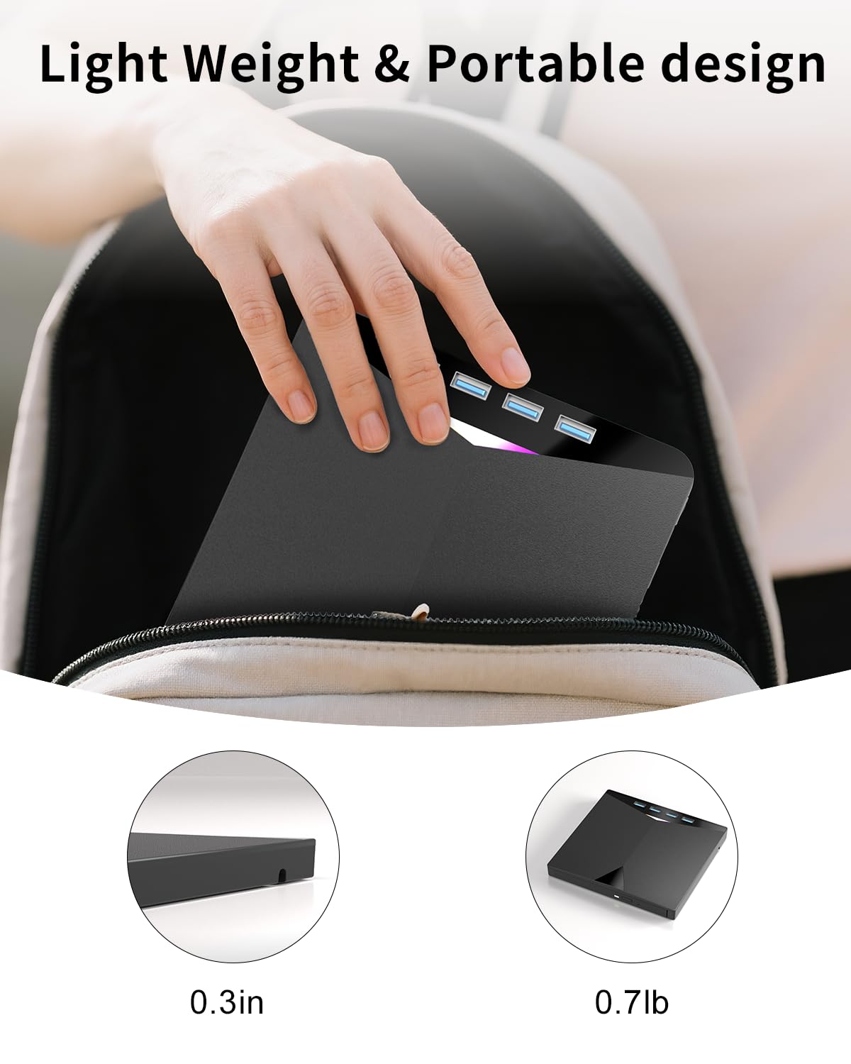 External CD/DVD Drive for Laptop, 7-in-1 External DVD Drive with 2 USB Ports, External DVD Burner with SD/TF Card Slots, CD/DVD Reader, USB 3.0 DVD Writer Compatible with Laptop, Mac, Windows, Linux