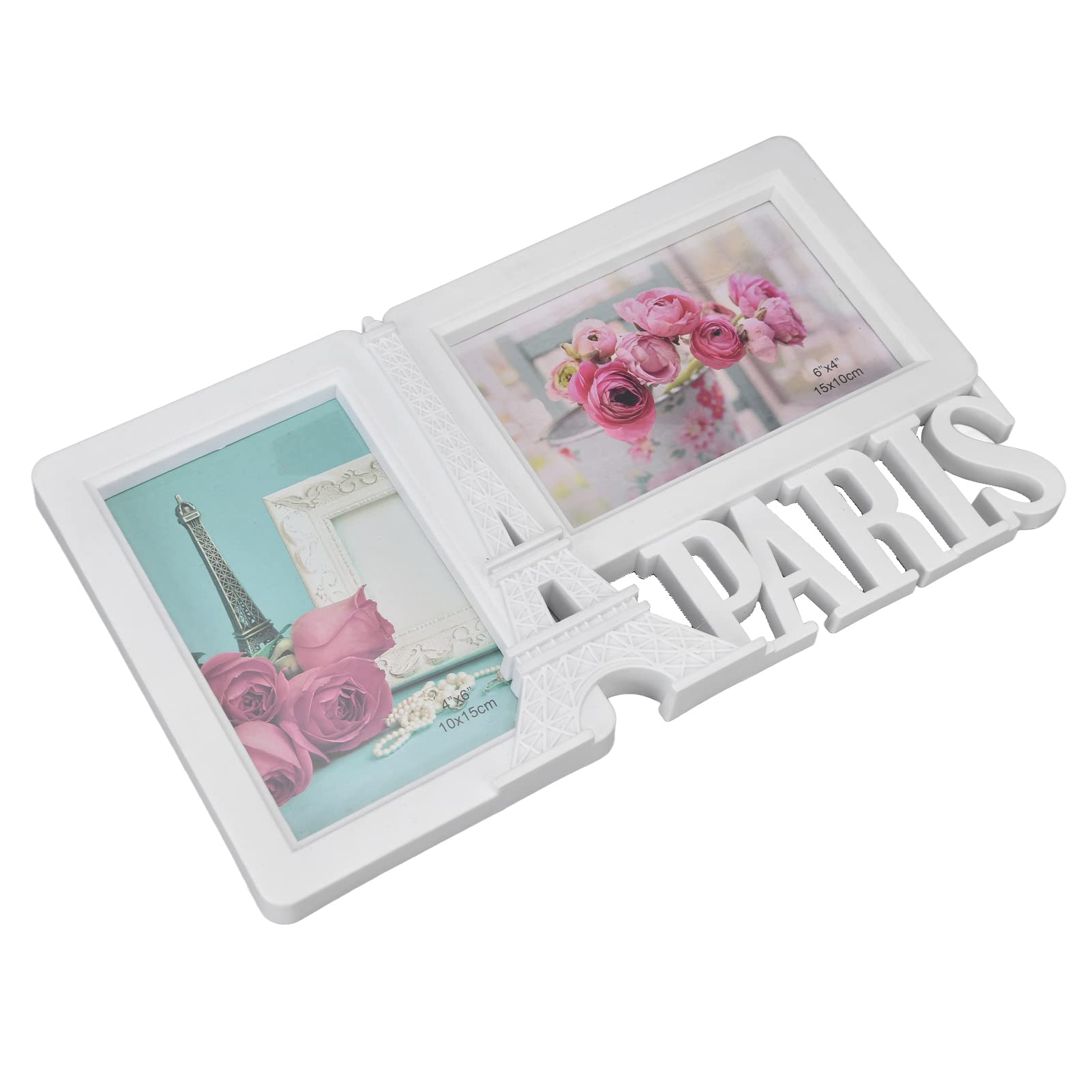 Akozon 2PCS Rectangle Photo Frame Home Decorative Photo Frame 2 Hole Wedding Picture Frame for Bedroom Party Paris Picture Frame
