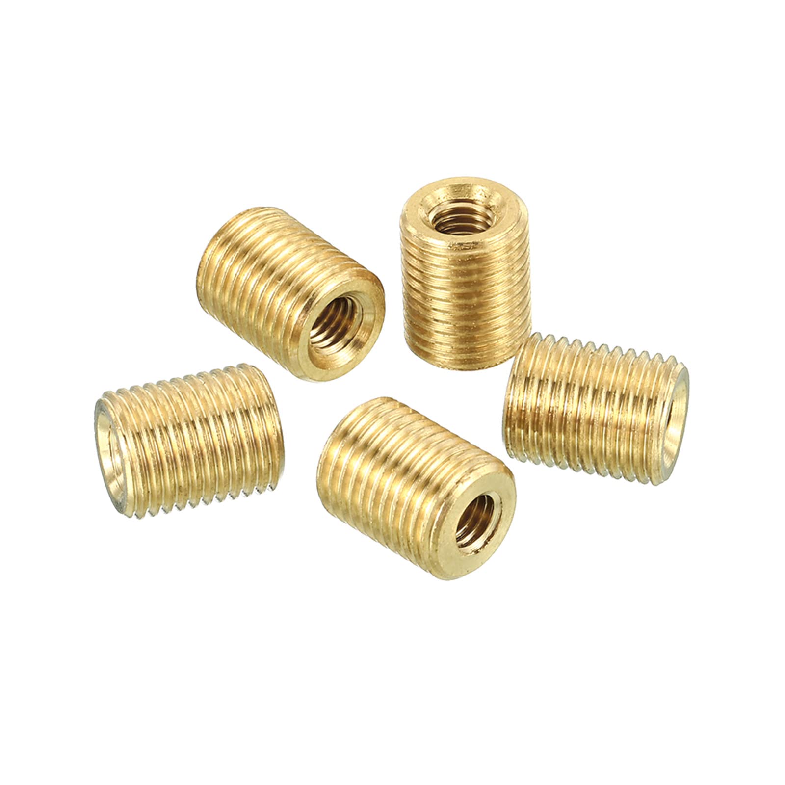 PATIKIL M10 to M5 Fine Thread Adapter Reducer Thread Reducing Nuts Insert, 5 Pack 12mm Threaded Hollow Tube Adapter Brass Coupler Connector Pipe Fitting