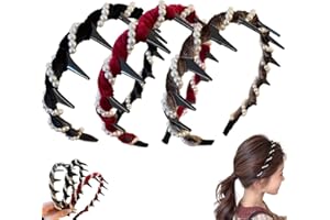 Quhoxdye Vintage High Cranium Artificial Pearl Hairband, Elegant Pearl Headbands, Hairs Bands with Teeth Hoop, Decorative Hai