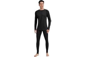 woolcano Men's 100% Merino Wool Base Layer Sets Lightweight Active Base Layer for Ski