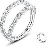 Yaoyaoyors Nose Rings Hoops - 316L Surgical Steel Double Hoop Nose Rings Hinged Conch Piercing Jewelry Septum Lip Rings Cartilage Earring Helix Rook Tragus Daith