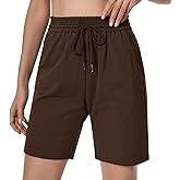 Auriviz Womens Sweat Shorts Loose Comfy Long Drawstring Lounge Bermuda Shorts with 3 Pockets