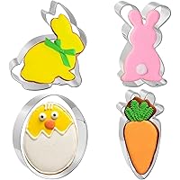 Cookie Cutters 4 PCS, Easter Cookie Cutters by JOB JOL, 3'' to 3.5'', with Recipe Booklet