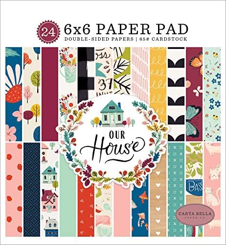 Carta Bella Paper Company Our House 6x6 Pad paper, 6-x-6-Inch, Blue/Red/Plack/Teal/Plum/Green