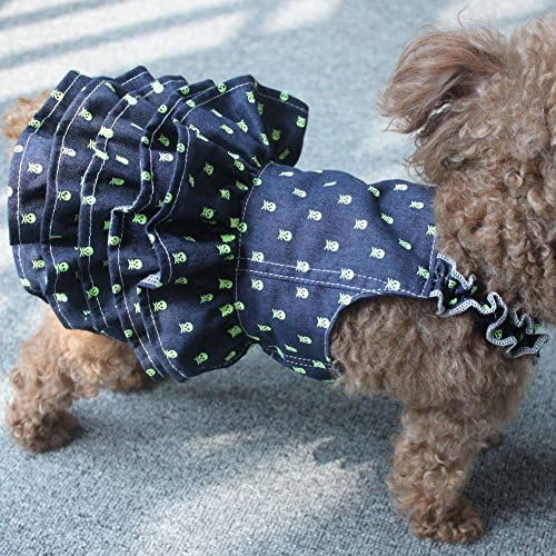 Pet Dog Cute Skeleton Denim Skirt Lady Dog Dress Skirt Small Dog Princess Tutu Dress (L)