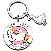Funny Goose Keychain for Teens Women Men Gag Gift for Friends Couples Coworkers White Elephant Gift Idea Birthday Christmas Stocking Stuffer for Sister Bestie Him Her Goose Encouragement Gifts