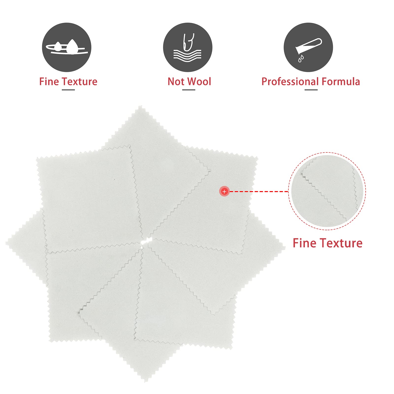 CATIFLIN 100pcs Jewelry Cleaning Cloth, Silver Polishing Cloth Individually Wrapped, Small Jewelry Polishing Cloth for Sterling Silver, Gold, Platinum and More (Light Gray, 3.15