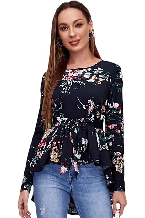 Elegant Flounce Long Sleeve Split Hem 