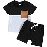allshope Toddler Baby Boy Summer Outfit Short Sleeve T Shirt Top Casual Shorts Set Infant Newborn Clothes 6 12 18 24 Month 2T